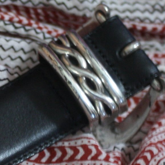 Vtg. Lands End Leather Belt with Silver Buckle 🌵36 - Picture 4 of 9